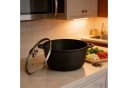 relaxdays Schmortopf mit Glasdeckel Schwarz Silber Aluminiumguss Bild 1