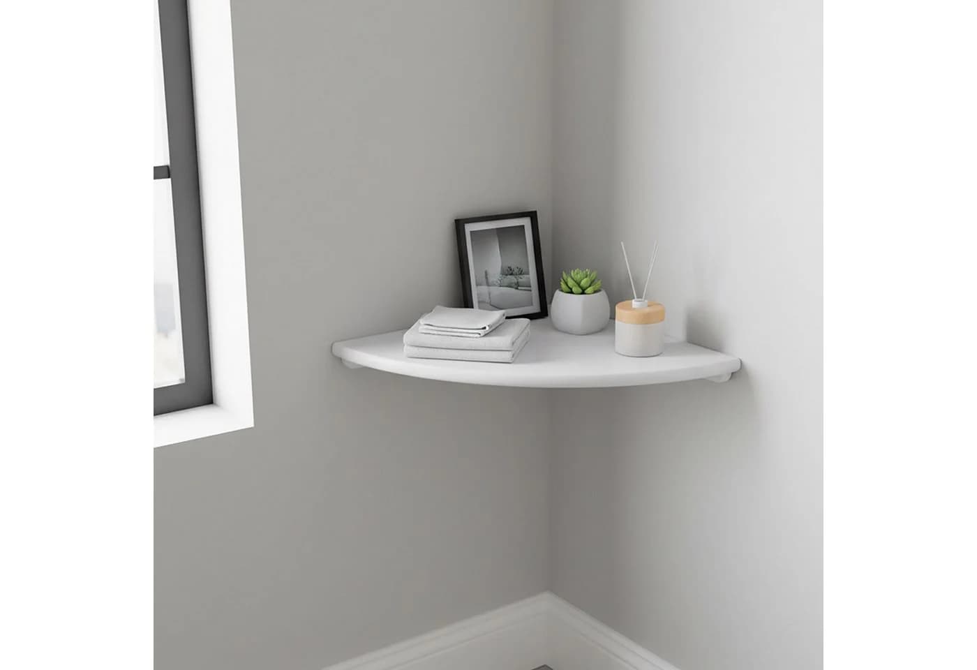 relaxdays Eckregal Wand Walnussholz Weiss Minimalistisch - Bild 3