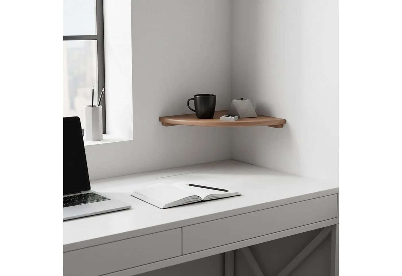 relaxdays Eckregal Wand Walnussholz Braun Minimalistisch - Bild 3