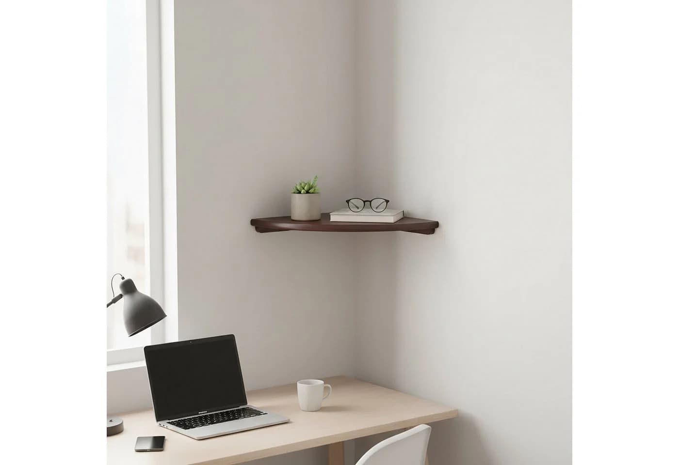 relaxdays Eckregal Wand Walnussholz Braun Minimalistisch - Bild 3