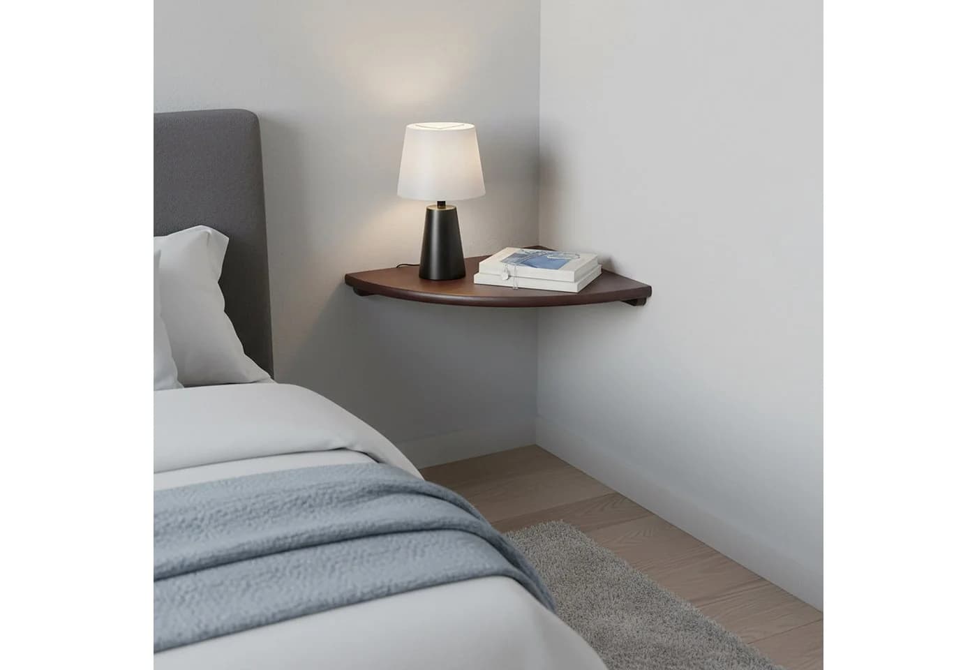 relaxdays Eckregal Wand Walnussholz Braun Minimalistisch - Bild 3