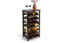 relaxdays Weinregal Walnussholz 28 Flaschen Schwarz Bild 2