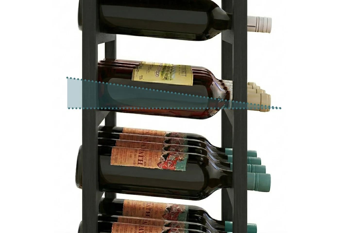relaxdays Weinregal Walnussholz 28 Flaschen Schwarz - Bild 5
