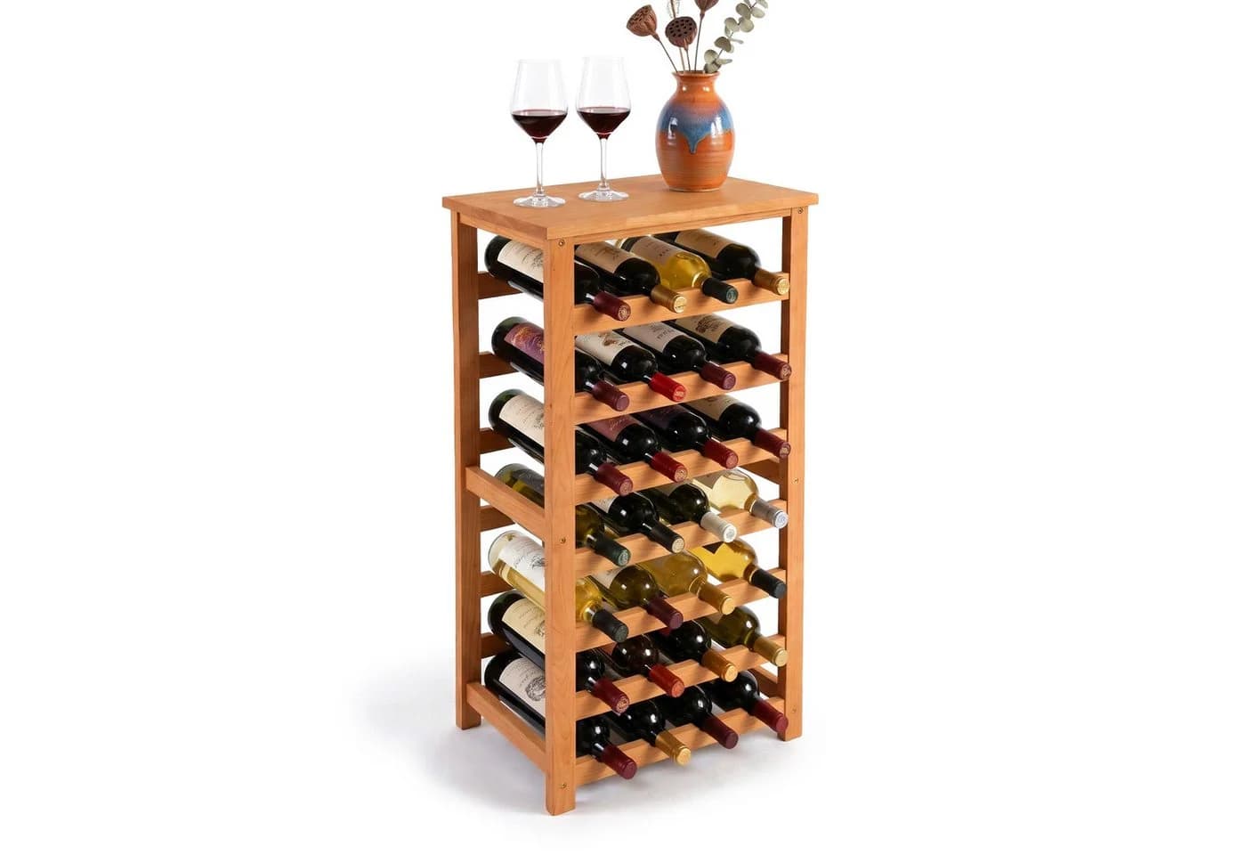 relaxdays Weinregal Walnussholz 28 Flasche Braun - Bild 2