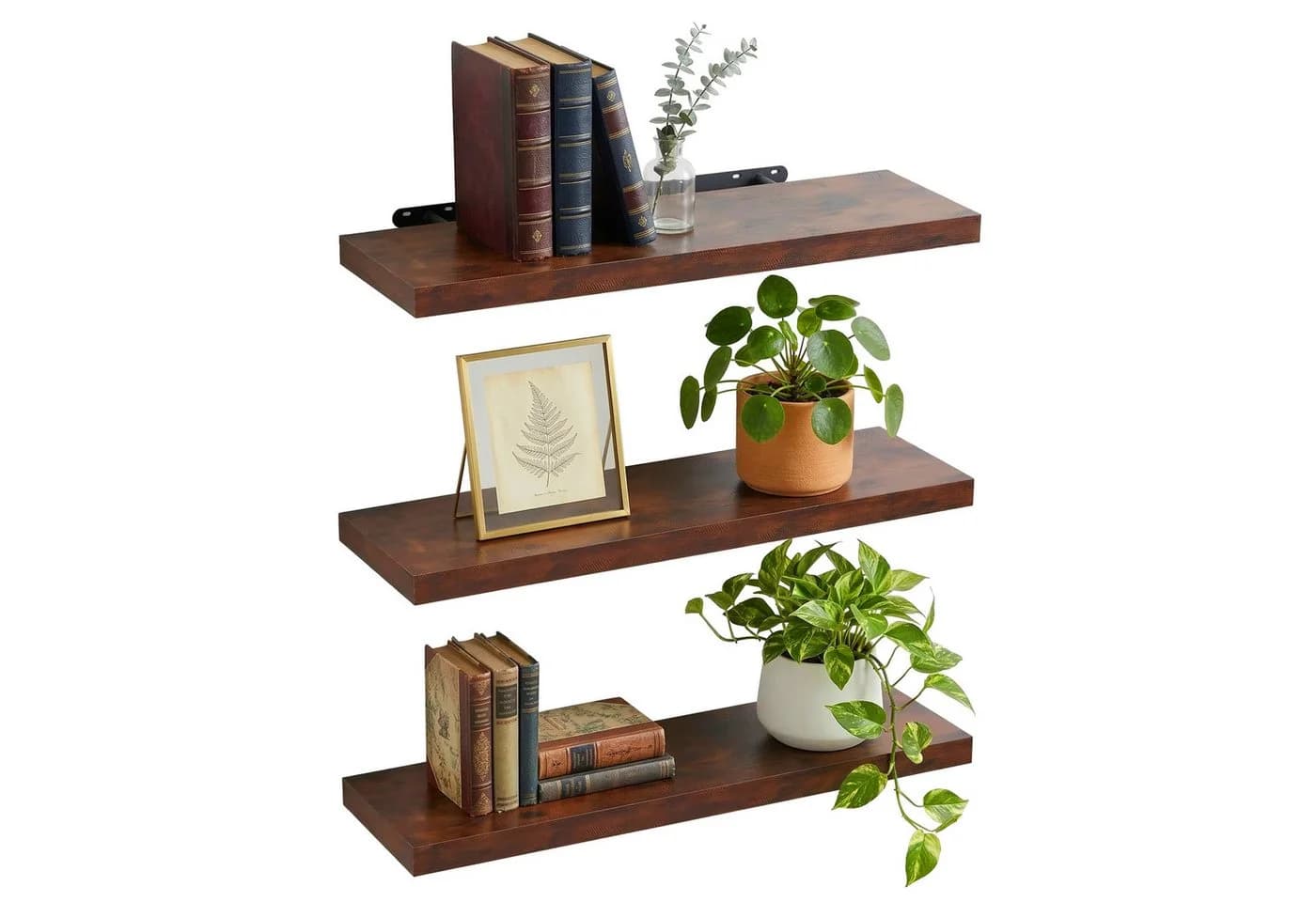 relaxdays Wandregal 3er Set Industrial Braun/Schwarz - Bild 2