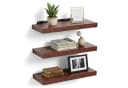 relaxdays Wandregal 3er Set Industrial Holzoptik Schwarz Bild 2