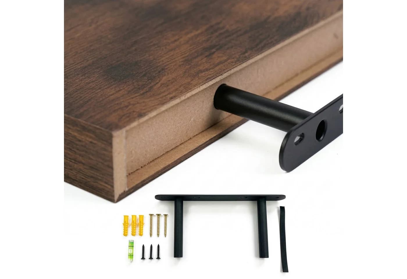 relaxdays Wandregal 3er Set Industrial Holzoptik Schwarz - Bild 5