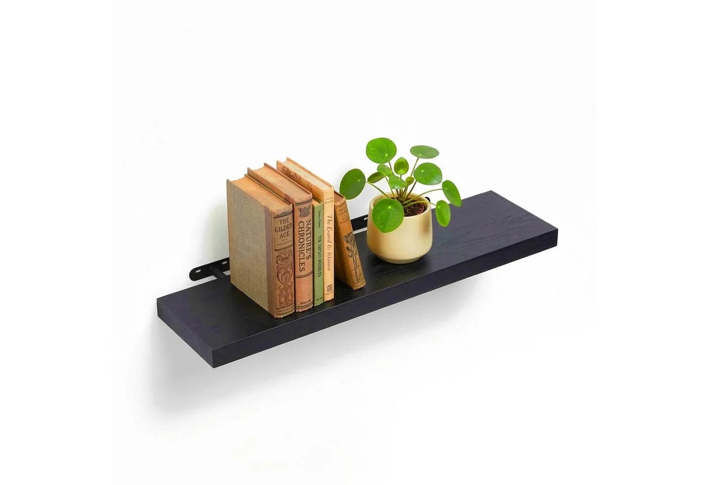 relaxdays Wandregal mit Metallhalterung Holzoptik Schwarz - Bild 2