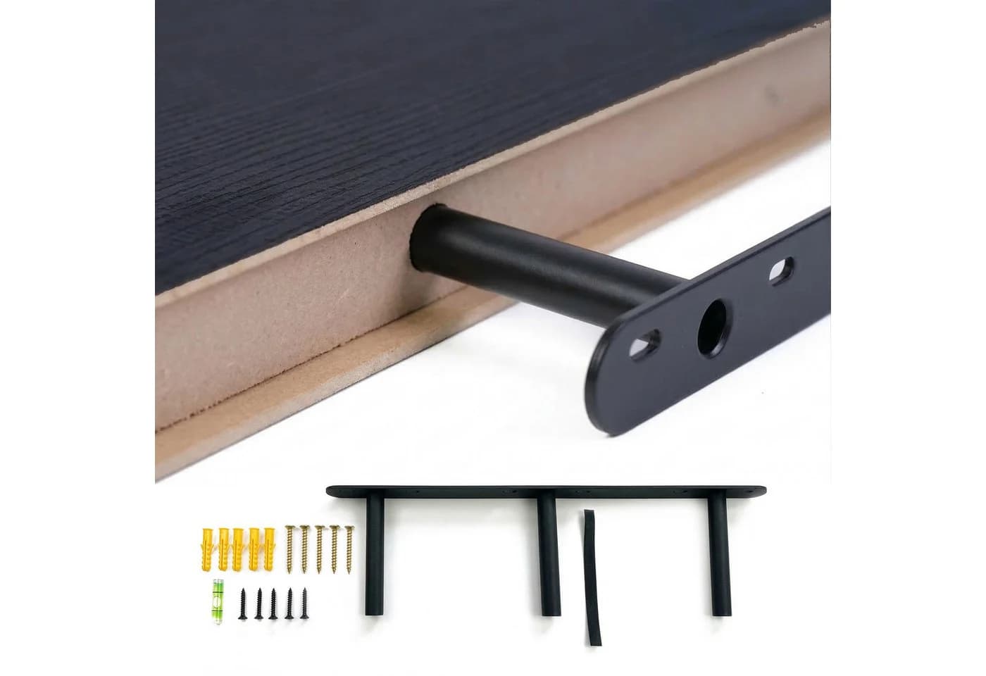 relaxdays Wandregal mit Metallhalterung Holzoptik Schwarz - Bild 5