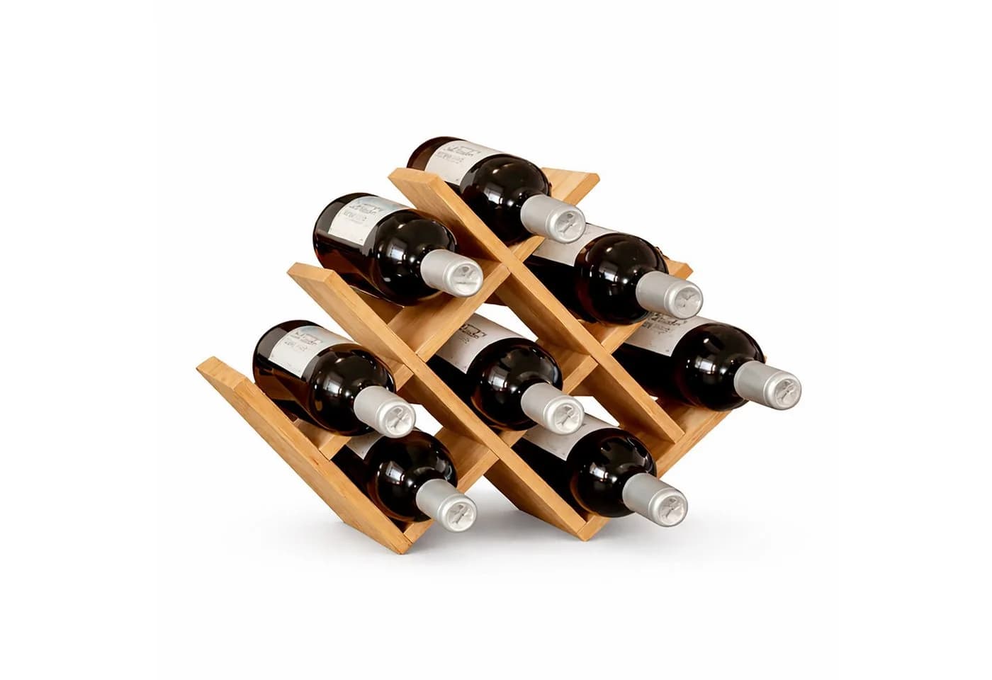 relaxdays Weinregal Bambus 8 Flaschen Natur X-Design - Bild 2