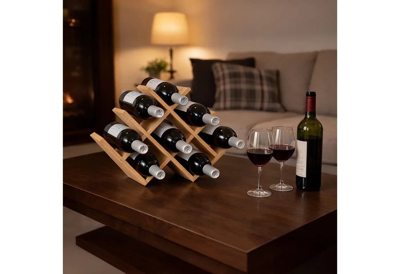 relaxdays Weinregal Bambus 8 Flaschen Natur X-Design - Bild 3