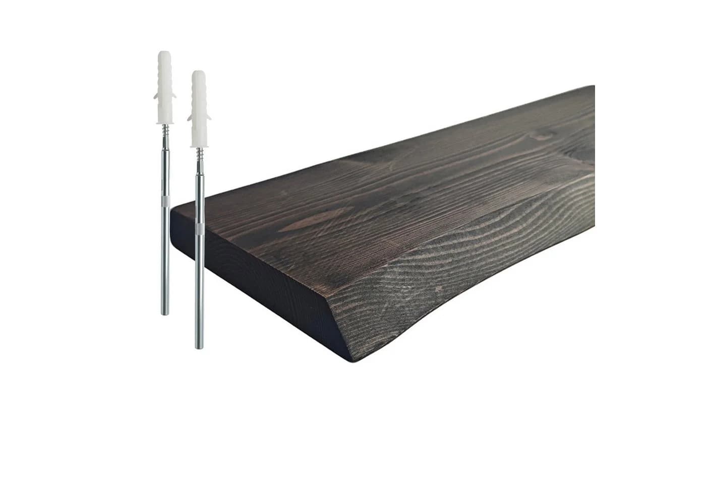 relaxdays Wandregal Massivholz Baumkante Schwarz 100 cm - Bild 2