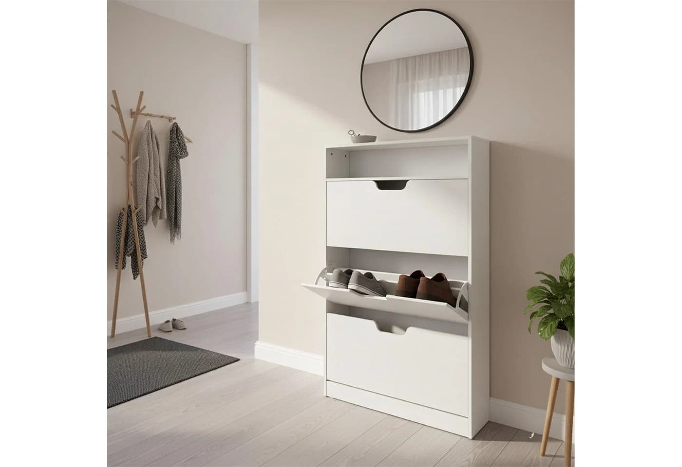 relaxdays Schuhkipper Schuhschrank Weiss mit offenem Fach - Bild 3