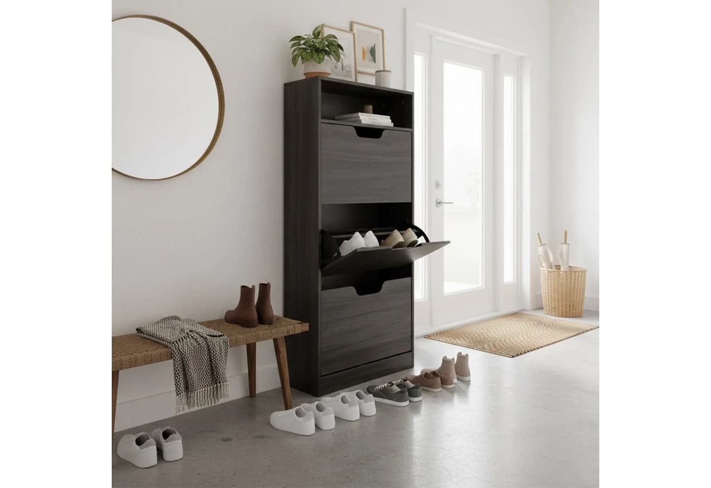 RELAXDAYS Schuhkipper Schuhschrank Grau mit offenem Fach - Bild 3