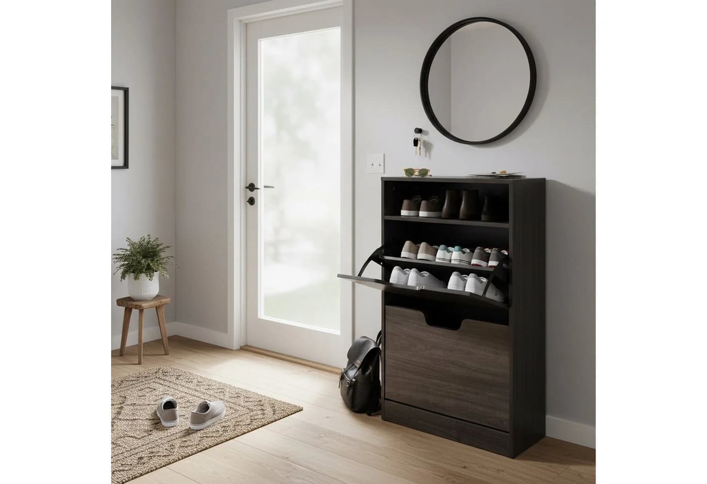 RELAXDAYS Schuhkipper Schuhschrank Grau mit offenem Fach