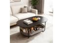 relaxdays Couchtisch Ovaler Couchtisch mit Stauraum Schwarz-Dunkelgrau Bild 1