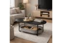 relaxdays Couchtisch Ovaler Couchtisch mit Stauraum Schwarz-Dunkelgrau Bild 3