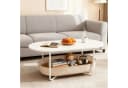 relaxdays Ovaler Couchtisch Weiß-Beige mit Stauraum Bild 1