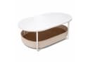 relaxdays Ovaler Couchtisch Weiß-Beige mit Stauraum Bild 2