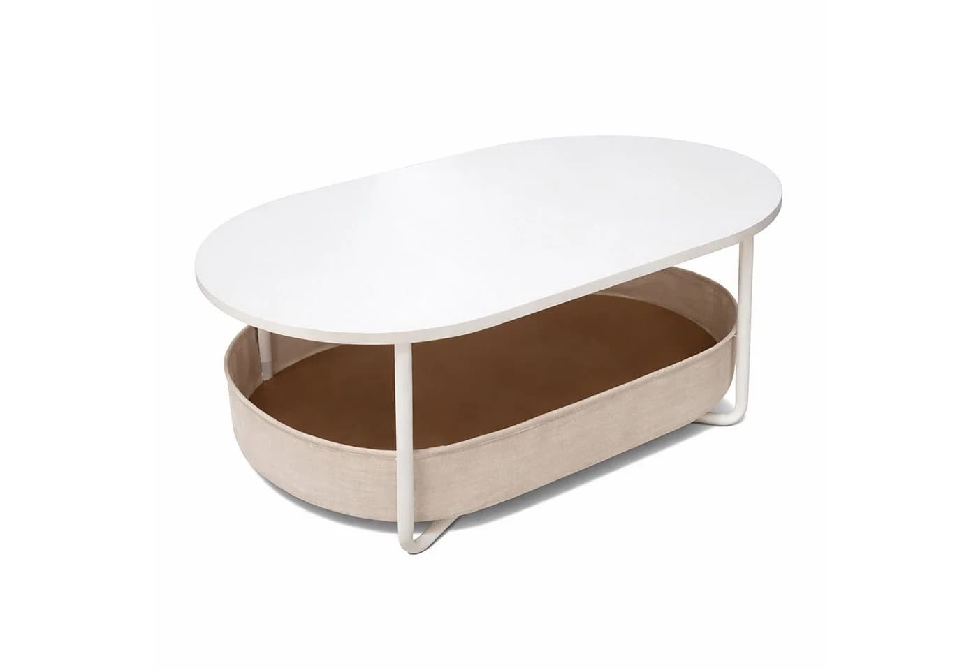 relaxdays Ovaler Couchtisch Weiß-Beige mit Stauraum - Bild 2