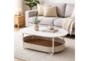relaxdays Ovaler Couchtisch Weiß-Beige mit Stauraum Bild 3