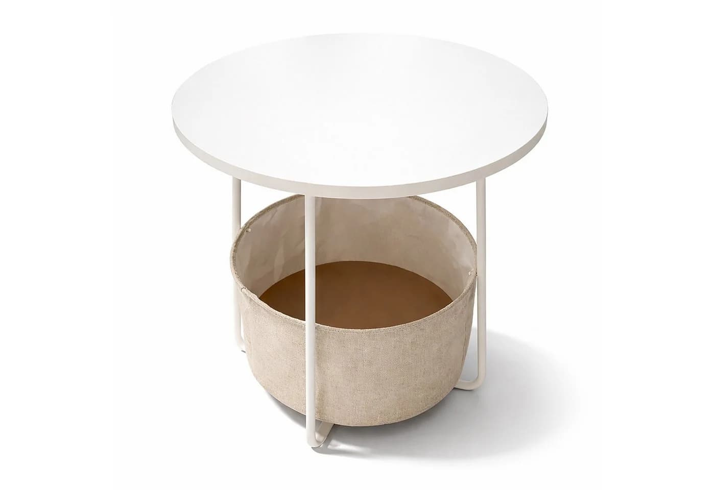 RELAXDAYS Beistelltisch Rund mit Korb Weiß-Beige - Bild 2