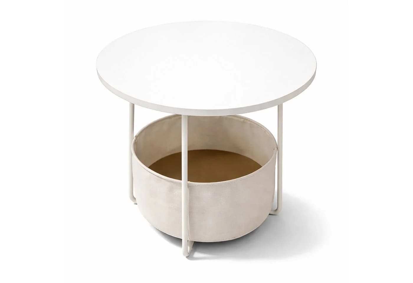 RELAXDAYS Beistelltisch Runder Beistelltisch mit Korb, Beige Creme - Bild 2