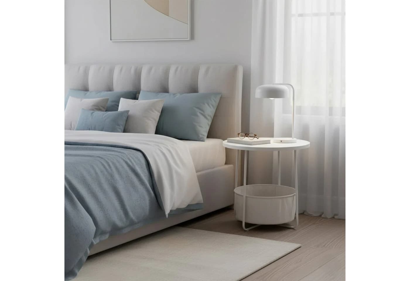 RELAXDAYS Beistelltisch Runder Beistelltisch mit Korb, Beige Creme - Bild 3
