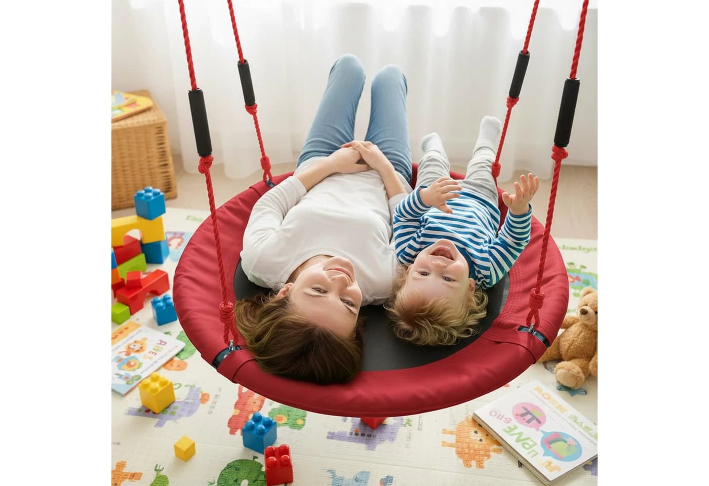 Relaxdays Nestschaukel Kinder rot mit Schaumstoffgriffen - Bild 3
