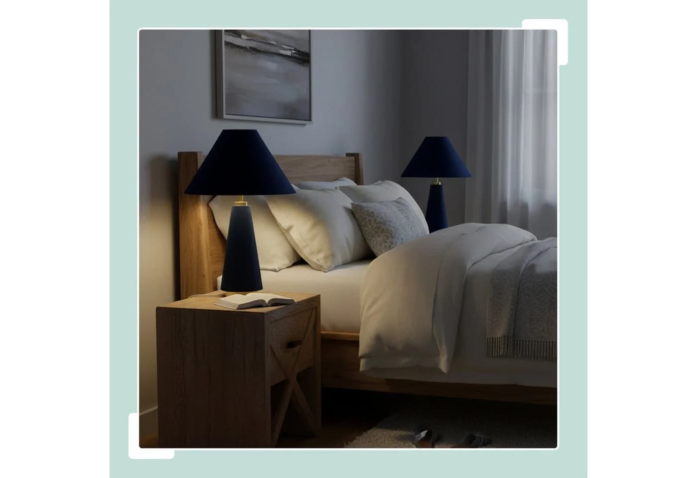 relaxdays Nachttischlampe mit Samtschwarz Dunkelblau Gold - Bild 3