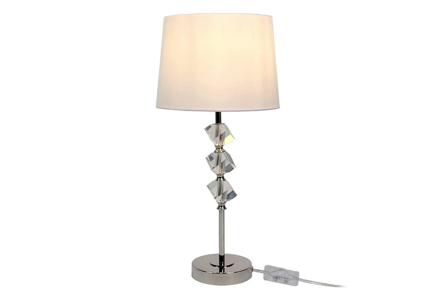 relaxdays Tischleuchte mit Kristall & Seidenschirm, E27, Creme/Silber - Bild 2