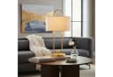 RELAXDAYS Nachttischlampe U-Form mit Leinenschirm Weiß/Gold Bild 1