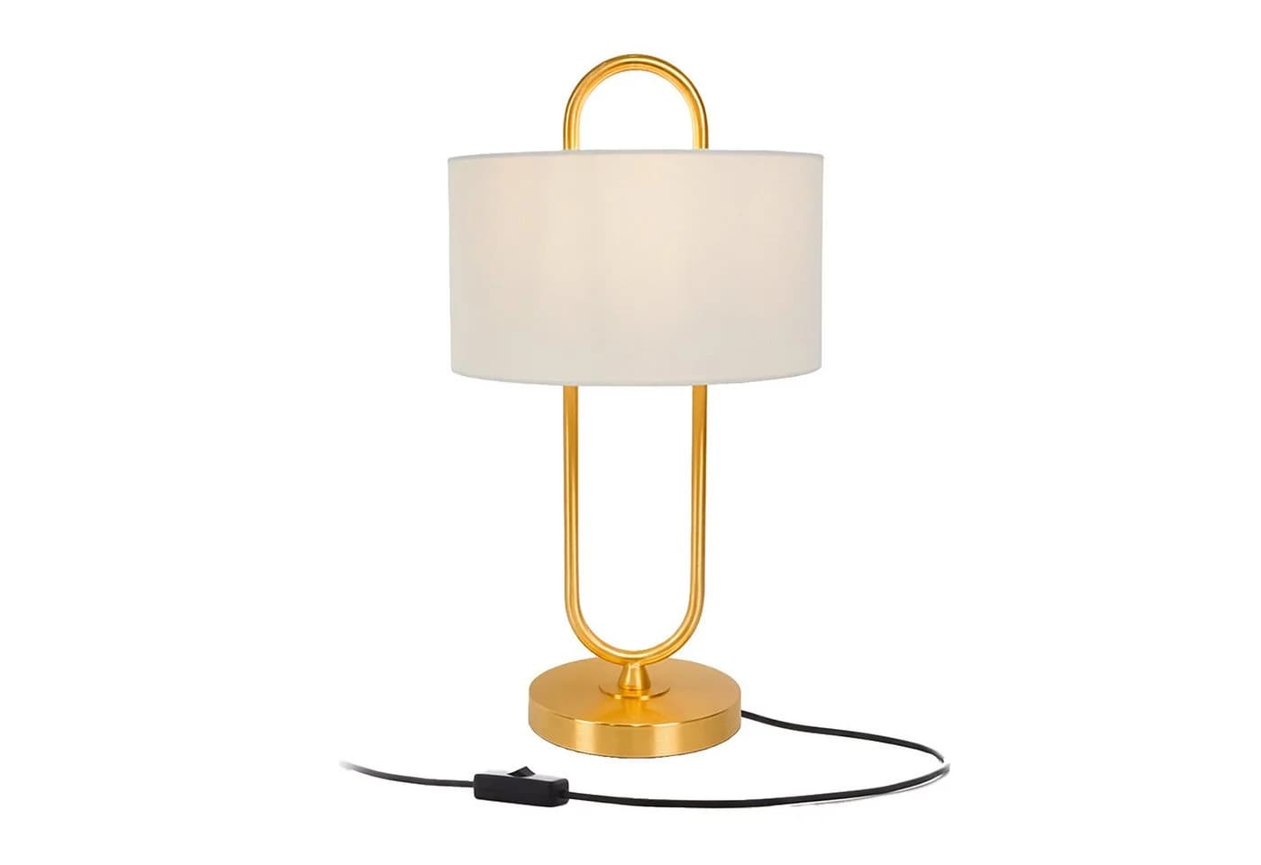 RELAXDAYS Nachttischlampe U-Form mit Leinenschirm Weiß/Gold - Bild 2