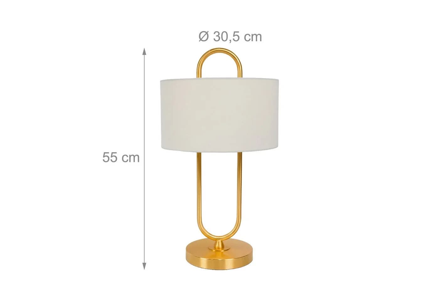 RELAXDAYS Nachttischlampe U-Form mit Leinenschirm Weiß/Gold - Bild 4