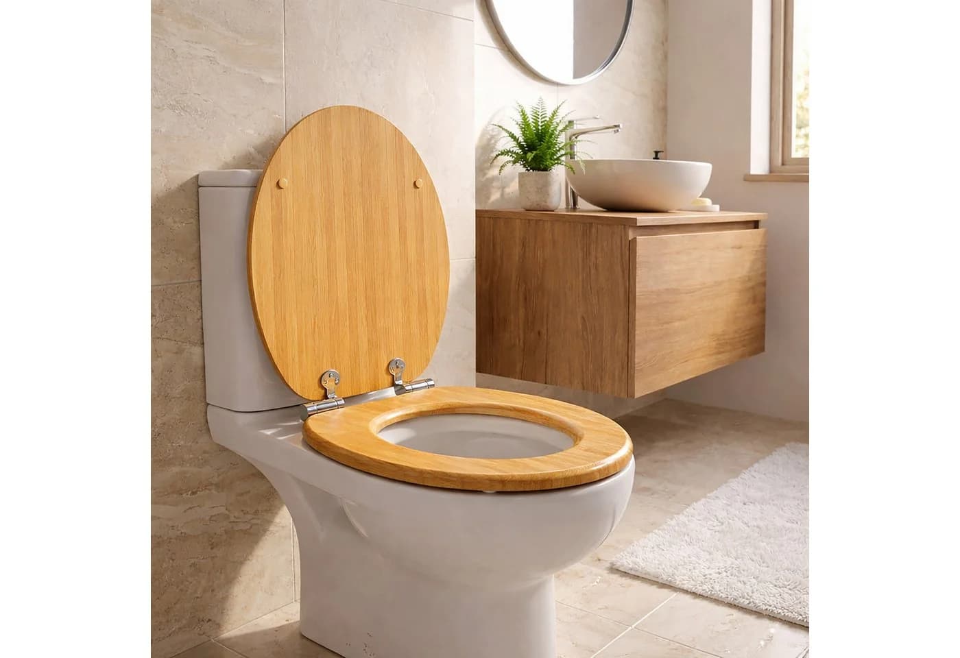 relaxdays WC-Sitz Toilettendeckel mit Absenkautomatik natur - Bild 3
