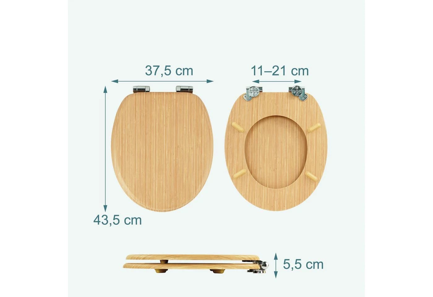 relaxdays WC-Sitz Toilettendeckel mit Absenkautomatik natur - Bild 4