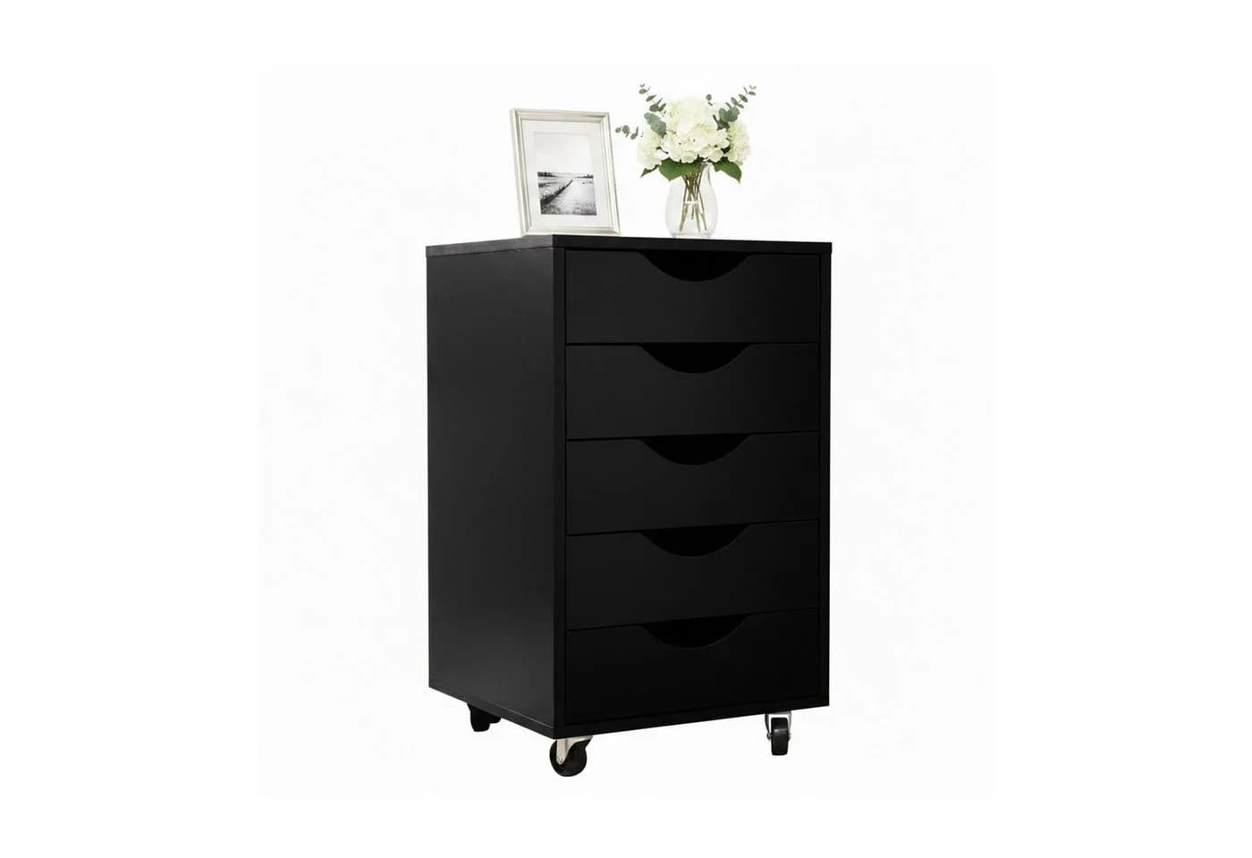 relaxdays Rollcontainer 5 Schubladen Schwarz mit Rollen - Bild 2