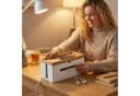 relaxdays Kabelbox aus Bambus Natur-Weiß mit Ablage Bild 1