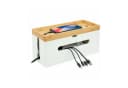 relaxdays Kabelbox aus Bambus Natur-Weiß mit Ablage Bild 2