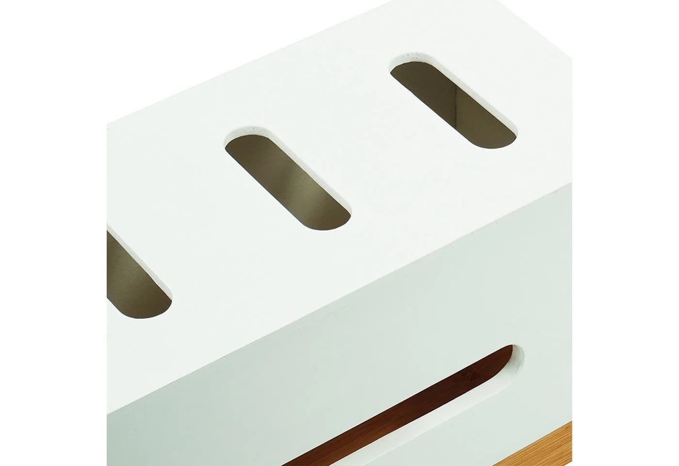 relaxdays Kabelbox aus Bambus Natur-Weiß mit Ablage - Bild 5