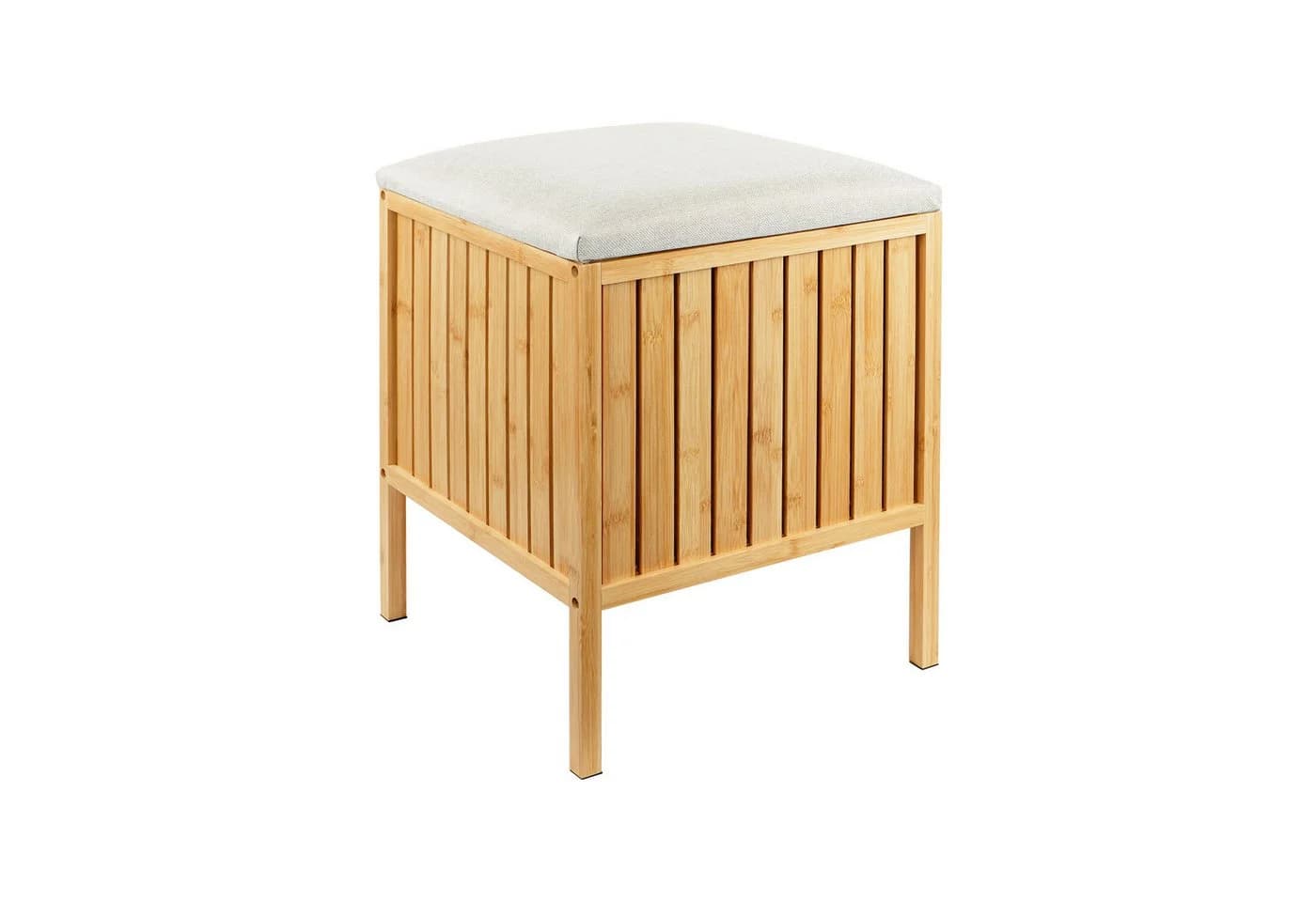 relaxdays Wäschekorb zum Sitzen Bambus Beige - Bild 2