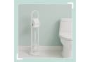 RELAXDAYS WC-Garnitur aus Edelstahl, Weiß - Freistehender Toilettenständer mit Klobürste Bild 1