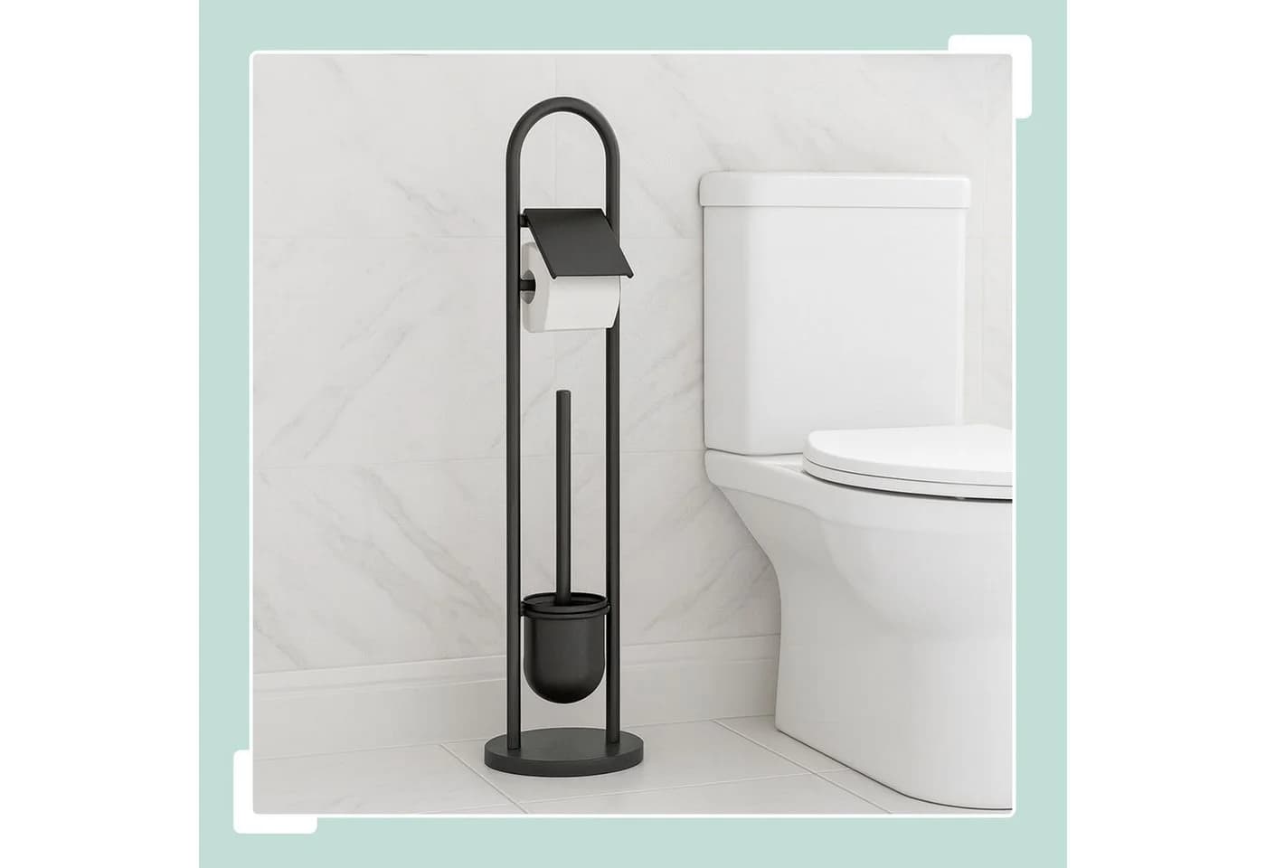 relaxdays WC-Garnitur aus Edelstahl Schwarz Freistehend