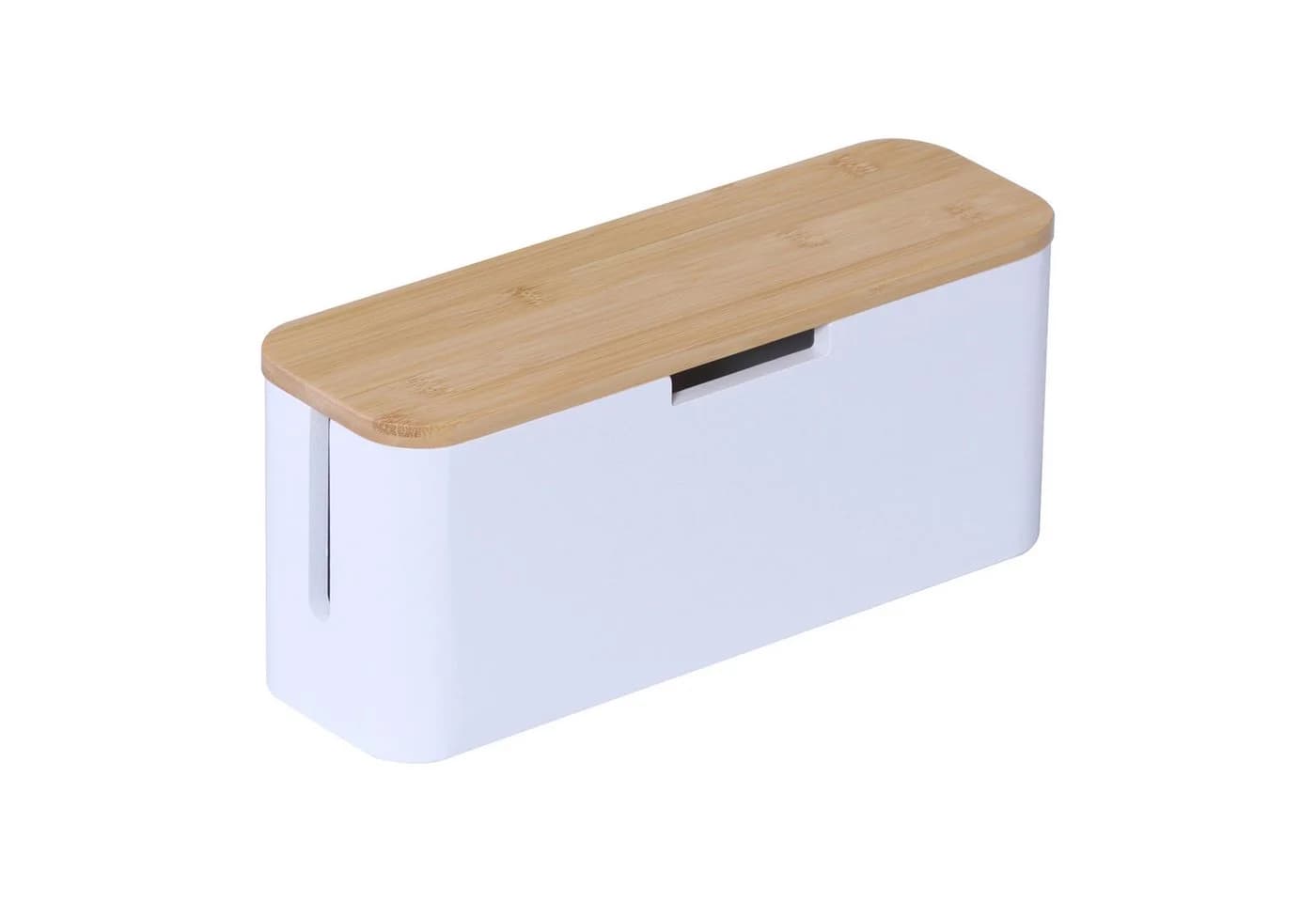 Kabelbox aus Bambus in Natur-Weiß - Bild 2