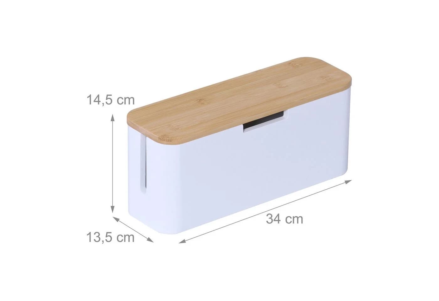Kabelbox aus Bambus in Natur-Weiß - Bild 4