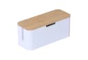relaxdays Kabelbox aus Bambus, Natur-Weiß, 6-fach-Steckdosenleiste Bild 2