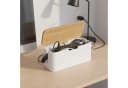 relaxdays Kabelbox aus Bambus, Natur-Weiß, 6-fach-Steckdosenleiste Bild 3