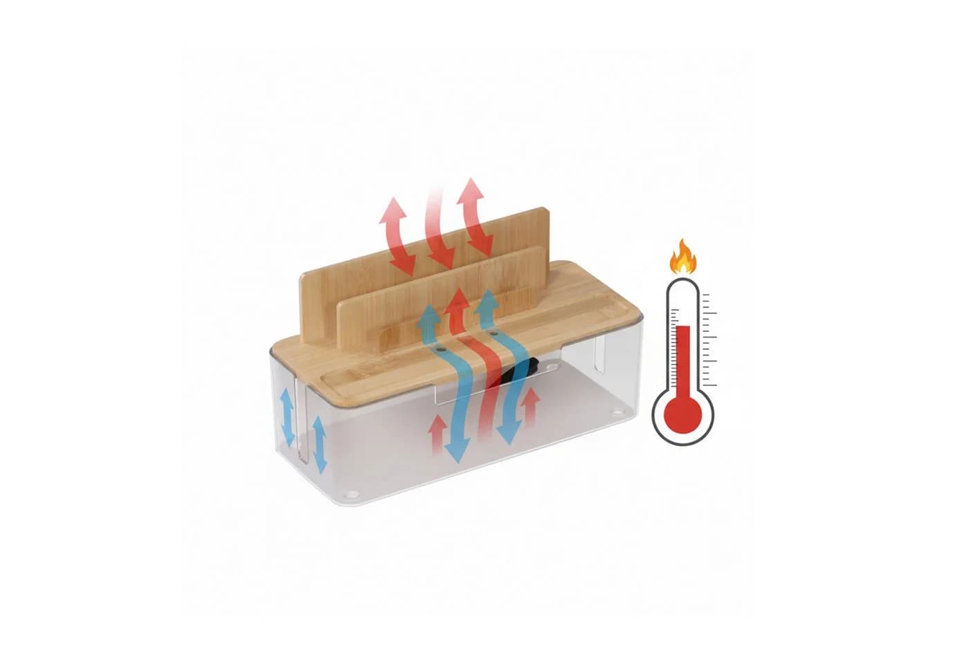 relaxdays Kabelbox Bambus mit Halt, Natur-Weiß - Bild 5