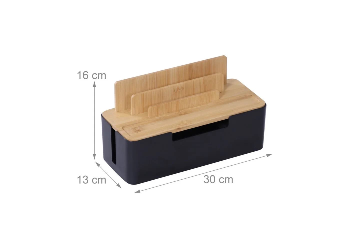 RELAXDAYS Kabelbox mit Handyhalter Natur-Schwarz Bambus - Bild 4