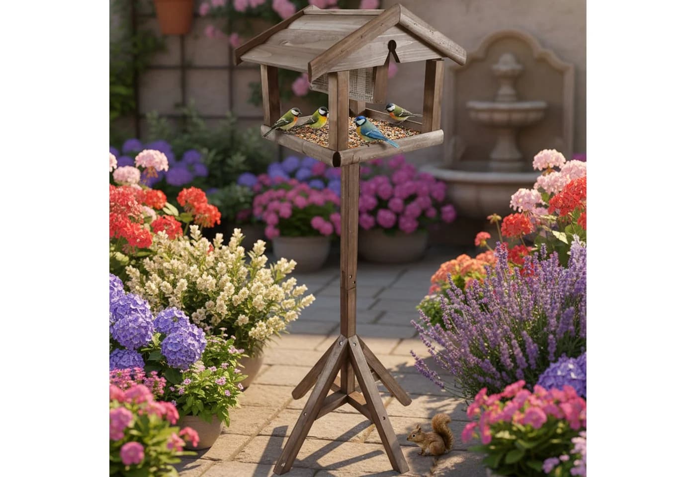 relaxdays Vogelhaus mit Ständer Braun